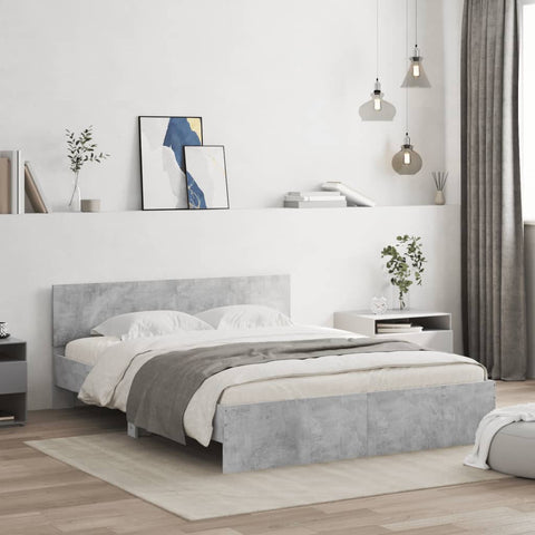 ZNTS Bed Frame without Mattress Concrete Grey 140x190 cm 3207500