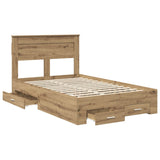 Bed Frame with Drawer Artisan Oak 120 x 190 cm Engineered Wood 3410010