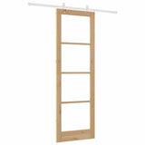 Sliding Door Natural 78 x 232 cm Solid Pine Wood and Glass 3332219