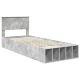 Bed Frame with Shelf Concrete Grey 90 x 200 cm Engineered Wood 3408399