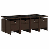 13 Piece Garden Dining Set with Cushions Brown Poly Rattan 3210621