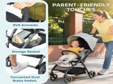 Travel Stroller, Lightweight Pushchair, Compact Buggy with Canopy, Basket and Multi-Position T3398P422776