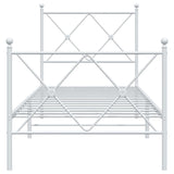 Metal Bed Frame without Mattress with Footboard White 75x190cm 376559