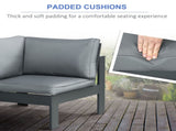 6-Piece Aluminium Garden Furniture Set with Fire Pit Table, Outdoor Dining Sofa Set with Cushions, T3398P323859