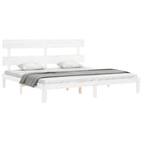 Bed Frame without Mattress White 200x200 cm Solid Wood Pine 3193552