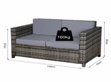 Rattan Sofa, 2 Seater Garden Furniture with Soft Padded Cushion and Armrests, Wicker Garden Loveseat T3398P314099