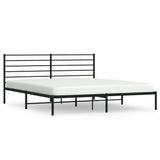 Metal Bed Frame without Mattress with Headboard Black 200x200cm 352326