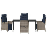 Garden Dining Set with Cushion 5 pcs Grey and Black Rattan 3380585