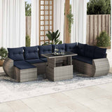 9 Piece Garden Sofa Set with Cushions Grey Poly Rattan Acacia 3326692