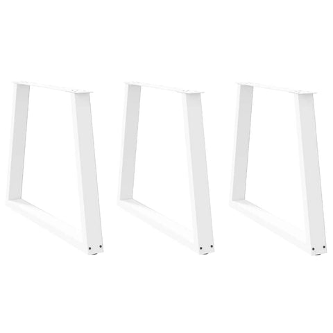 ZNTS Dining Table Legs V-Shape 3 pcs White 80x cm Steel 4012589