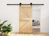 Sliding Door Natural and Black 70 x 210 cm Solid Pine Wood 3445149