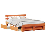 Bed Frame with Headboard Wax Brown 160 x 200 cm Solid Pine Wood 3382270