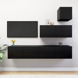 4 Piece TV Cabinet Set Black Engineered Wood 3078841