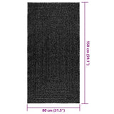 Rug ZIZUR Anthracite 80x150 cm Jute Look Indoor and Outdoor 4010329