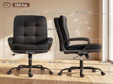 Double Padded Linen-Look Office Chair - Black T3398P550246