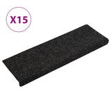 Stair Mats Self-adhesive 15 pcs 65x21x4 cm Black Rectangular Edge 134563