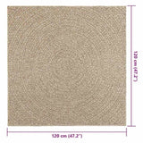 Rug ZIZUR Beige 120x120 cm Jute Look Indoor and Outdoor 4010406