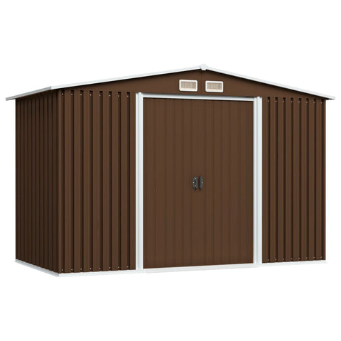 ZNTS Garden Storage Shed Brown 257x205x178 cm Steel 47031
