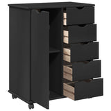 Rolling Cabinet Black 63.5 x 39 x 79 cm Solid Pine Wood 42028363
