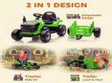 12V Ride on Tractor and Trailer with Remote Control, Music, Shifter, Start-Up Sound, for Kids Ages T3398P378933