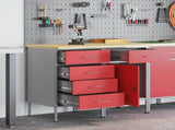 Work Cabinet with Drawer 2 pcs Red and Grey 100 x 55 x 85 cm 3321365