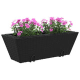 ZNTS Planters with hooks 2 pcs Black Poly Rattan 366398