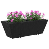 Planters with hooks 2 pcs Black Poly Rattan 366398