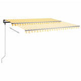 Freestanding Manual Retractable Awning 450x350 cm Yellow/White 3069838