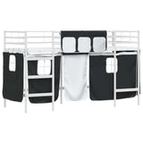 Kids'Loft Bed Frame with Curtains White and Black 75 x 190 cm 42020808