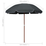 Garden Parasol Anthracite Polyester, Steel Large 47805
