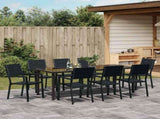 Garden Dining Set 9 pcs Black Powder-Coated Steel 3379148