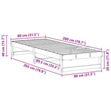Bed Frame Brown 80 x 200 cm Solid Pine Wood 873148