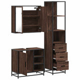 3 Piece Bathroom Furniture Set Brown Oak Engineered Wood 3301149