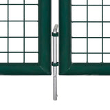Fence Gate Steel 306x125 cm Green 42981