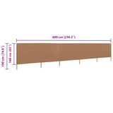 47169 5-panel Wind Screen Fabric 600x160 cm Taupe