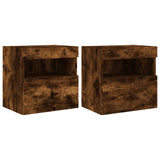 TV Wall Cabinets with LED Lights 2 pcs Smoked Oak 40x30x40 cm 837178