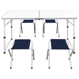 Foldable Camping Table Set with 4 Stools Height Adjustable 120 x 60 cm 41328