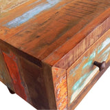 Coffee Table with Curved Edge 1 Drawer Reclaimed Wood 241008