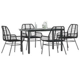 5 Piece Garden Dining Set Black Poly Rattan Glass 3334536