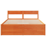 Bed Frame without Mattress Wax Brown 150x200 cm King Size Solid Wood Pine 3282347
