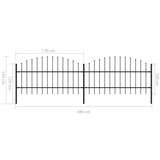 ZNTS Garden Fence with Spear Top Steel x3.4 m Black 277713