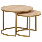Nesting Coffee Tables 2 pcs Brown Solid Mango Wood and Steel 4104643