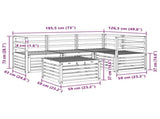 Outdoor Sofa Set 5 pcs White 59 x 59 x 37 cm Solid Acacia Wood 3391774