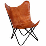 Butterfly Chair Brown Real Leather 243728