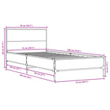 Bed Frame without Mattress Grey Sonoma 75x190 cm Small Single 845560