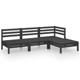 4 Piece Garden Lounge Set Solid Pinewood Black 3082631