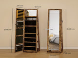 360&deg Swivel Jewellery Cabinet, Free Standing Full Length Mirror with Storage, Lockable Jewellery T3398P328269