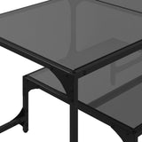 Coffee Table with Black Glass Top 98.5x50x45 cm Steel 846015