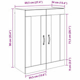Wall Mounted Cabinet Old Wood 69.5 x 34 x 90 cm 882744