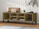 Shoe Rack with Metal Legs Brown 106x35x45 cm Solid Wood OSLO 350994